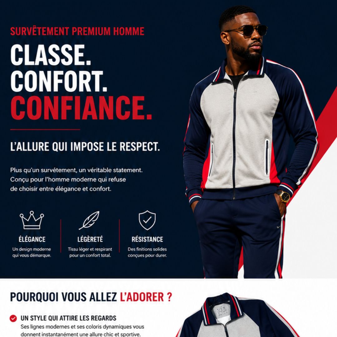 👑 Survêtement Premium Homme – L'Allure Qui Imposera Le Respect