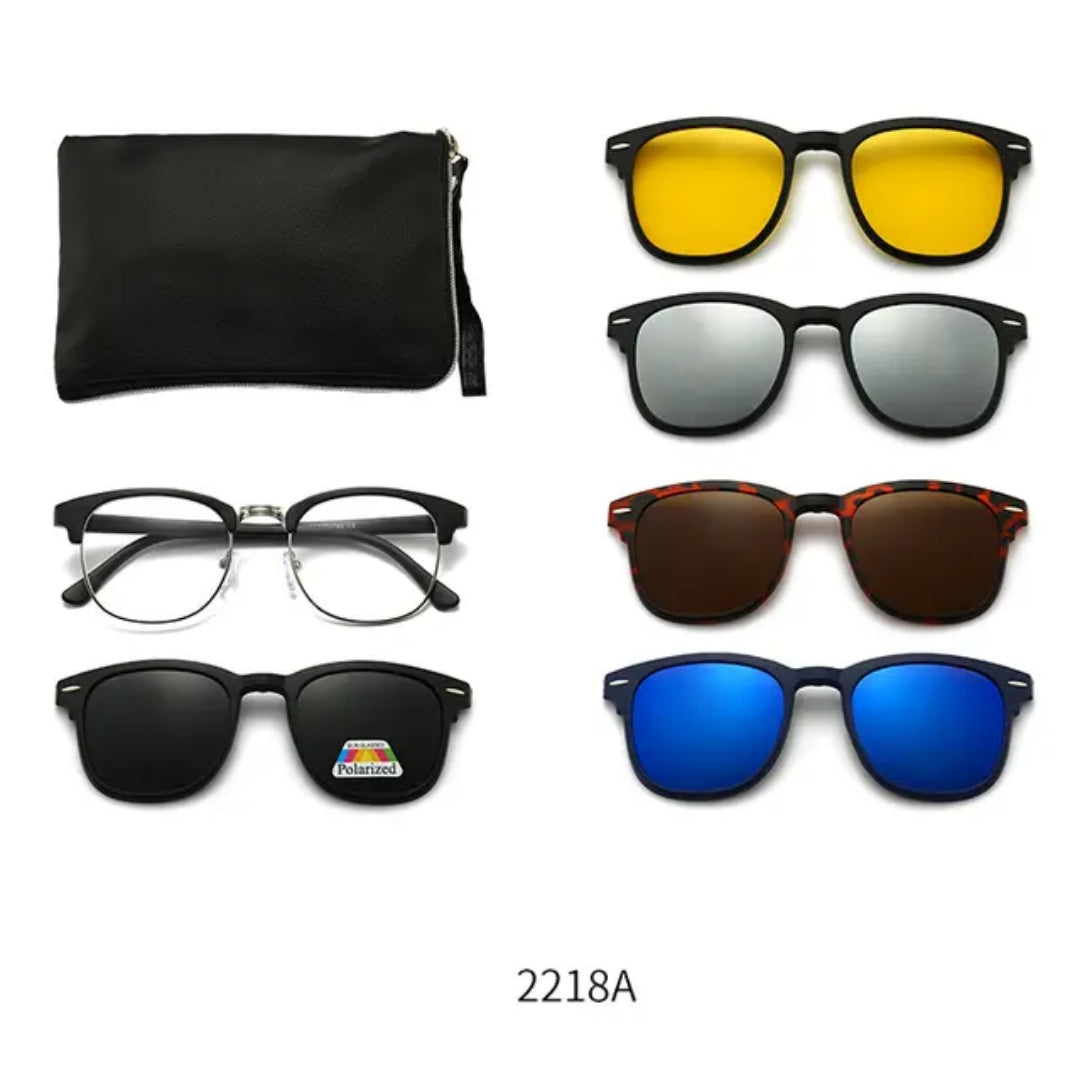 Lunettes de soleil polarisées détachables 5 en 1 à clip magnétique
