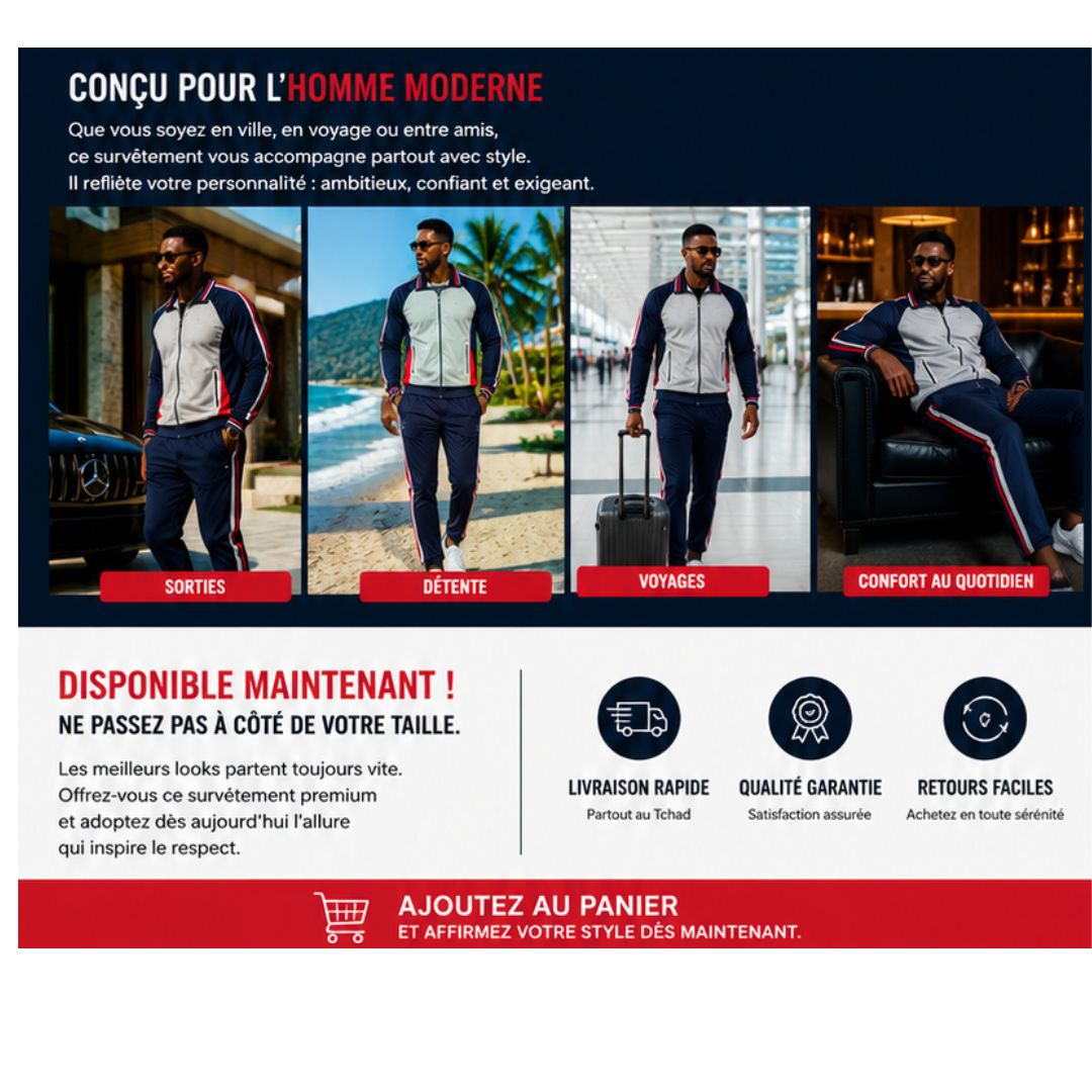 👑 Survêtement Premium Homme – L'Allure Qui Imposera Le Respect