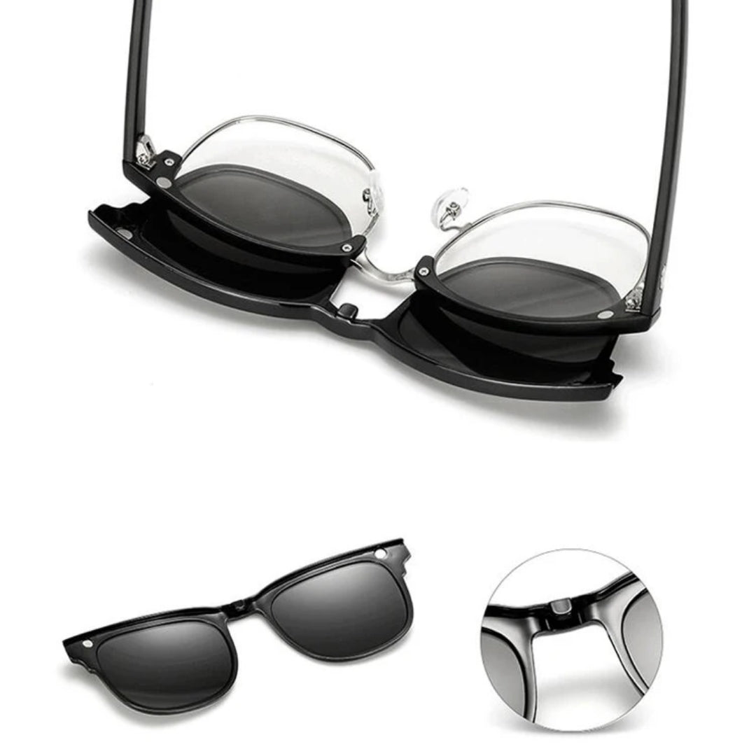 Lunettes de soleil polarisées détachables 5 en 1 à clip magnétique