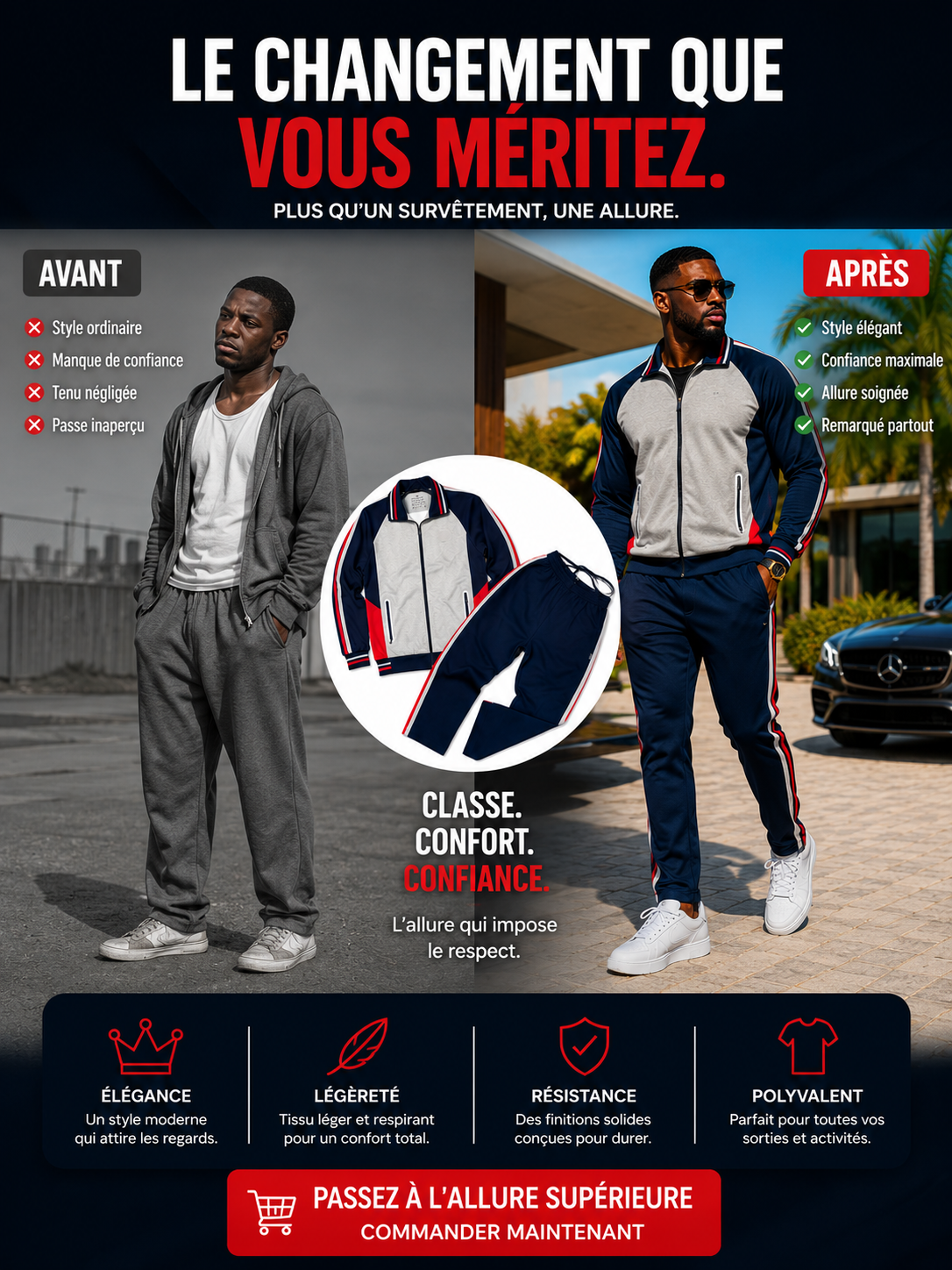 👑 Survêtement Premium Homme – L'Allure Qui Imposera Le Respect