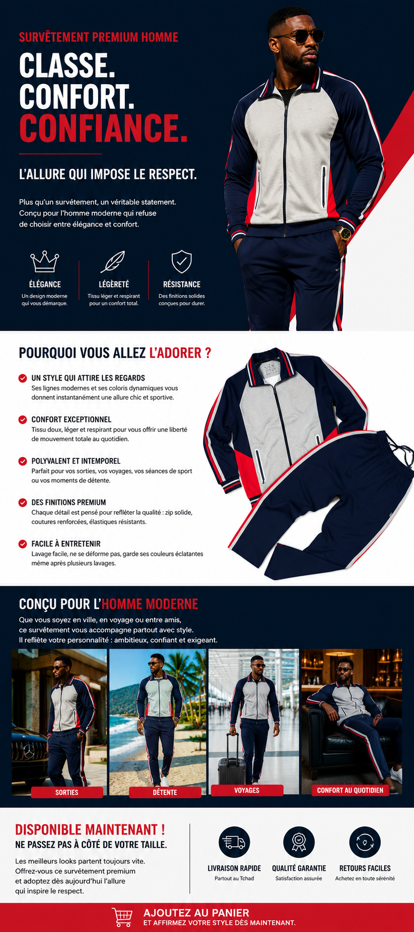 👑 Survêtement Premium Homme – L'Allure Qui Imposera Le Respect