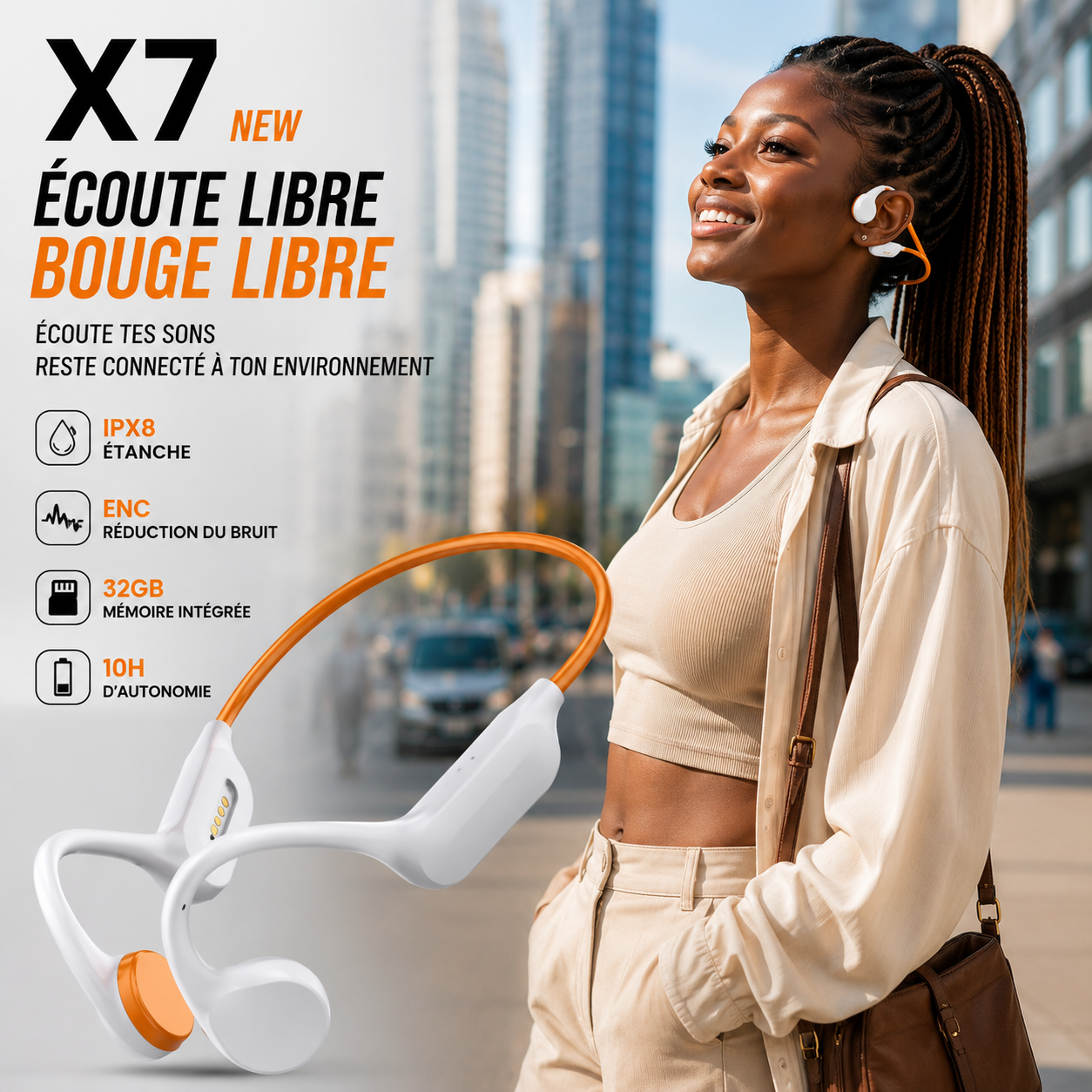 Casque à conduction osseuse X7 nouvelle génération 🔥Étanche IPX8