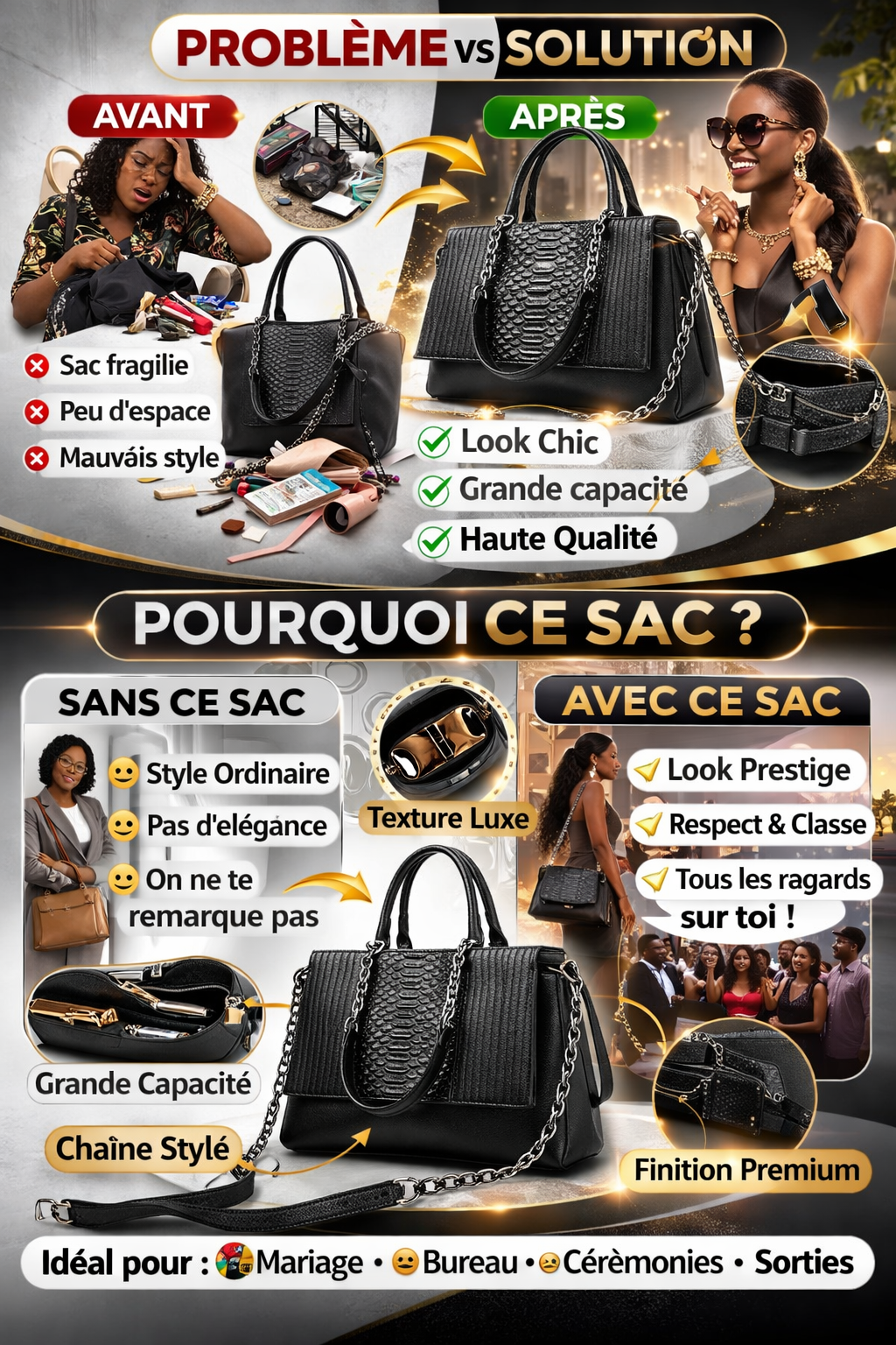 Sac à Main Féminin Élégant – Luxe, Classe et Confort au Quotidien
