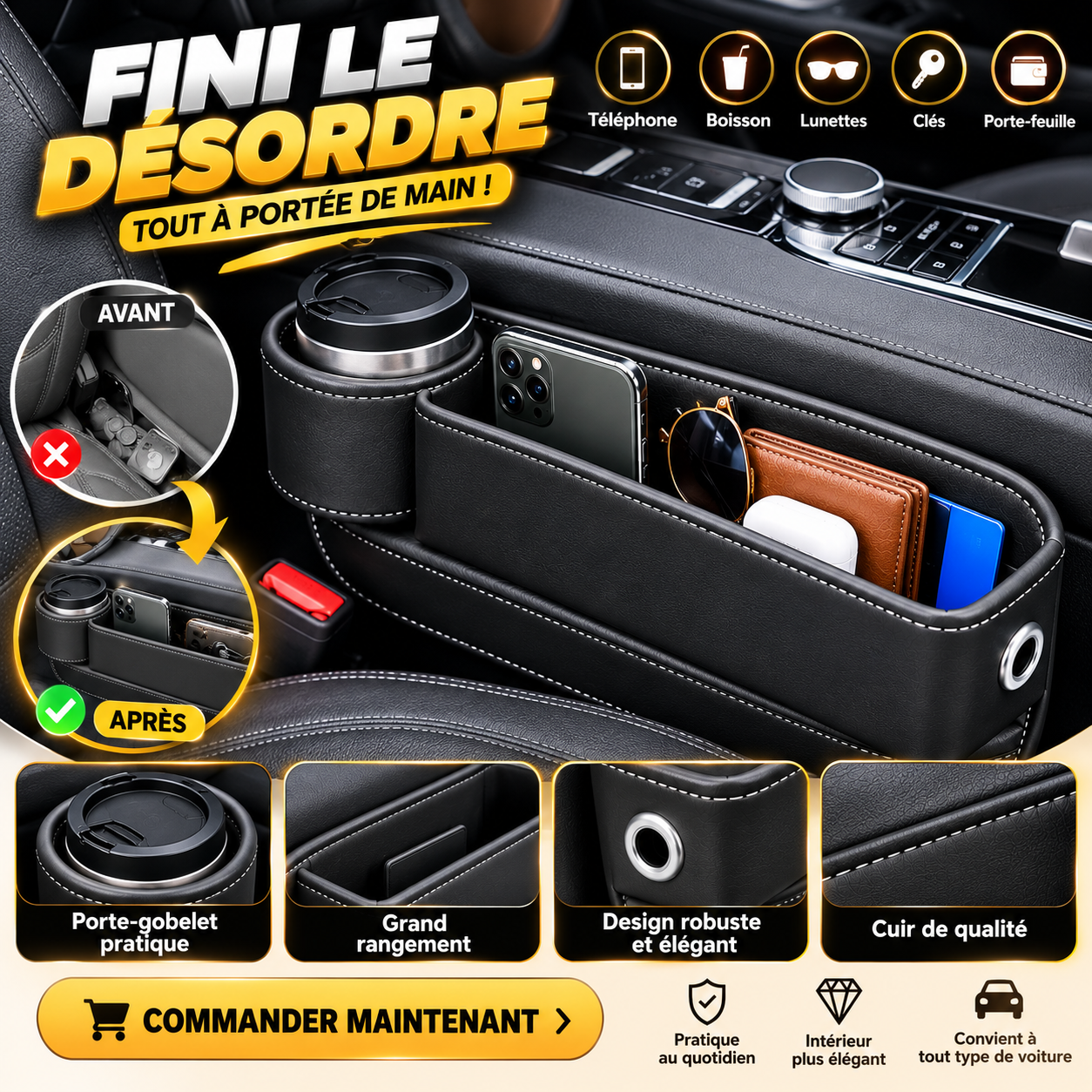 Organisateur Entre Sièges Voiture - Multifonction
