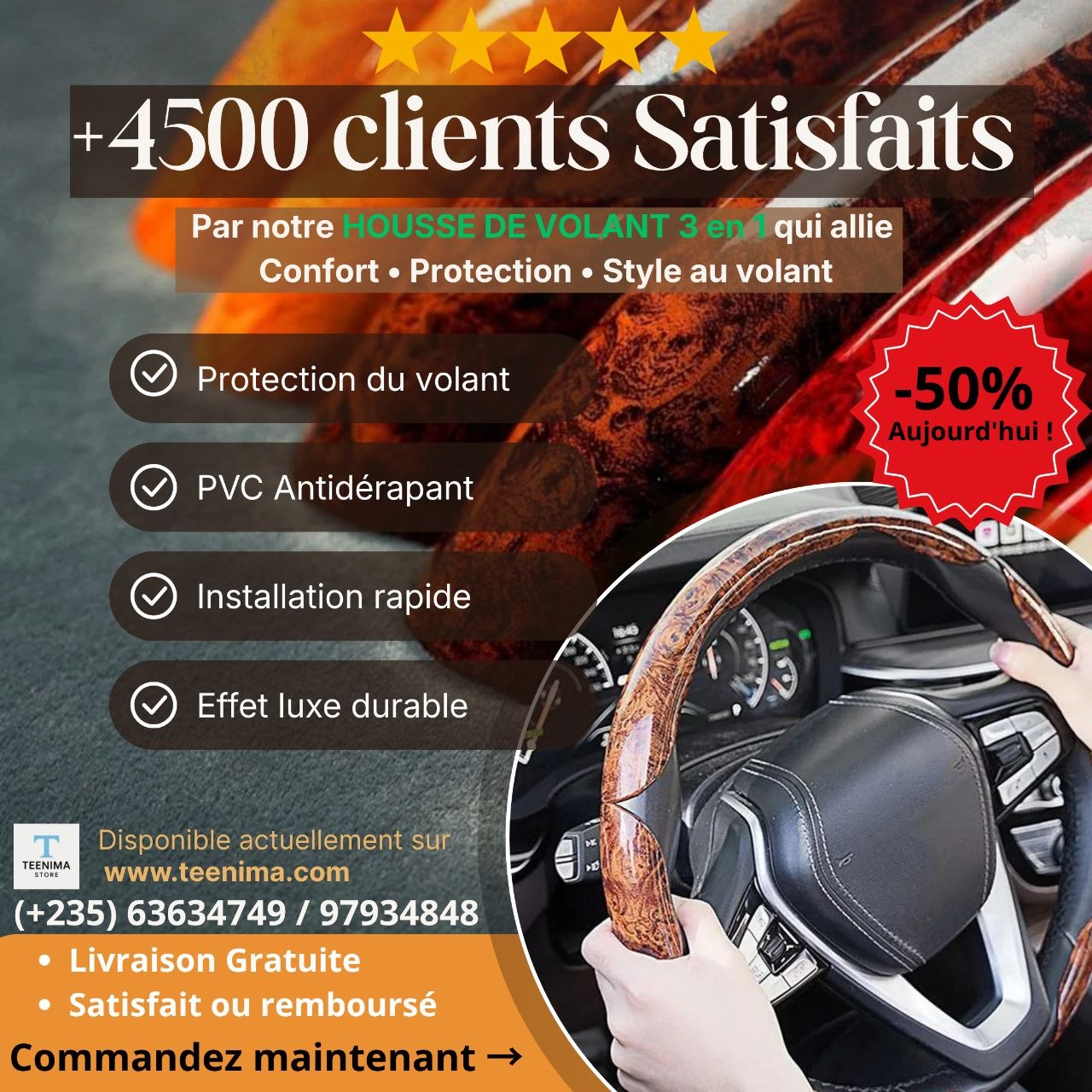 Housse de volant 3 en 1 universelle Anti- dérapante