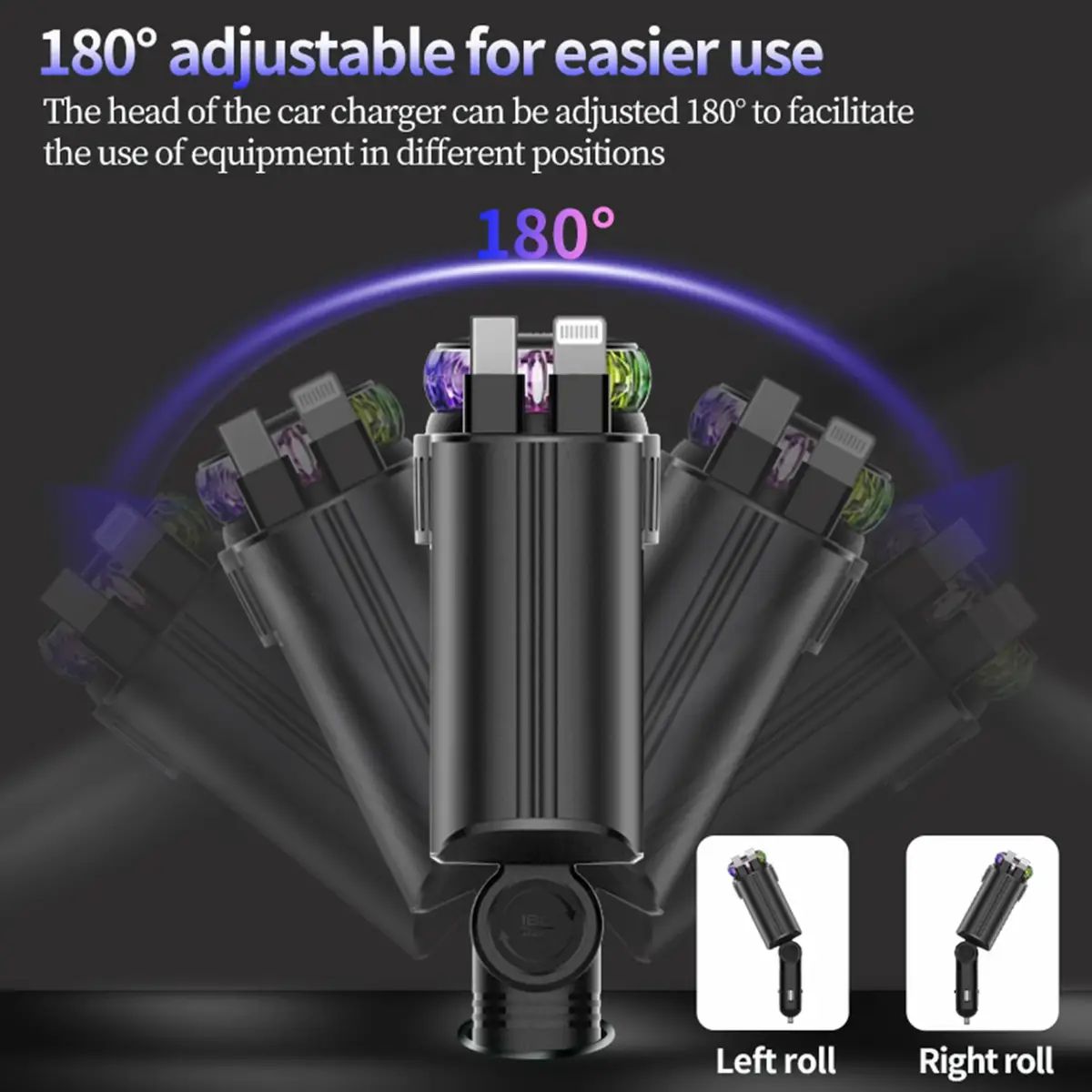 Chargeur Voiture Rétractable 45W avec Aromathérapie LED