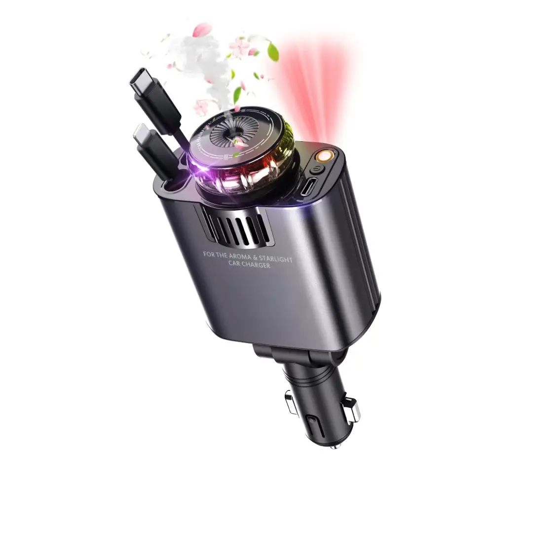 Chargeur Voiture Rétractable 45W avec Aromathérapie LED